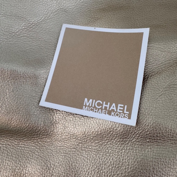 Vintage Michael Kors Leather Metallic Gold Bag Boho shoulder tote  purse - Picture 15 of 17